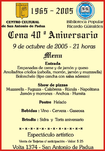 Cena 40º aniversario